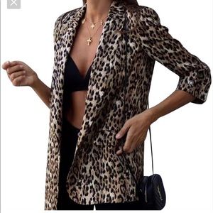 Zara Leopard Print Blazer Jacket